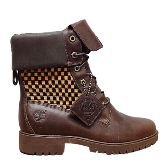 Vintage Timberland Checkers Pattern Women’s Boots Leather Size 6M 173281926 - Picture 1 of 10